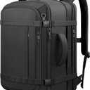 Ample Space Travel Backpack with LifetimeWarranty,Expandable Carry on Backpack with USB Cable Port,Fits 17.3"Laptop Notebook,Water Resistant Weekender Backpack Business Trips,Daily Travel, Black, Standard（35L-45L）