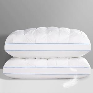 QUTOOL Luxury Hotel Goose Feather Pillow, 100% Cotton Cover, Soft Support Pillow, Suitable for Sleepers on The Back, Sides, and Stomach, Standard Size Bed Pillows Set of 2