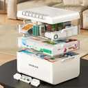 MIKESIER 3Tier Medicine Cabinet Organizer,Large Capacity Medicine Storage Box, Portable Medicine Cabinet with Handle, Multipurpose Medical Box with Pill Box, Empty First Aid Kit for Home, White