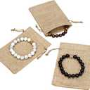 Lot of 50 Burlap Bags with Drawstring Gift Bags Jewelry Pouches Sacks for Wedding Party and DIY Craft, 5 x 3.5 Inches (50 Count (Pack of 1))