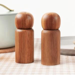 MONDAY MOOSE Manual Refillable Acacia Wood Salt and Pepper Grinder Spice Mill Set (Small, 2 pcs - Grinders)