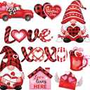 Blosssound 9 Pieces Sweet Magnets Buffalo Plaid Magnetic Stickers Gnomes Heart Love Fridge Magnet Decals for Holiday Refrigerator Metal Door Garage Decorations