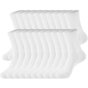J-BOX Women Cotton Crew Socks - Breathable Thin Dress Socks for Business & Casual, Soft Comfort Above Ankle Wear (6-9, M-white(5 Pairs))