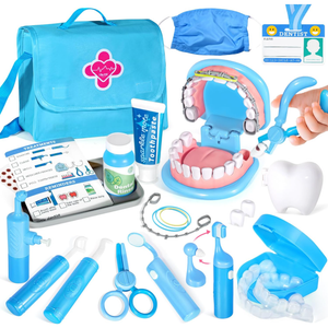 Dentist Playset for Boys with Oversized Pretend Teeth /Removable Teeth /Braces /Retainer  Kids Doctors Play Set  Teeth Model for Teaching  Role Play Toys for Kids 46 (Blue)