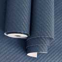 Haimin Fabric Wallpaper Textured Contact Paper (24in X 393in) Navy Blue Grasscloth Wallpaper Peel and Stick Faux Linen Wall Paper Self-Adhesive Vinyl Looks Like Woven Straw