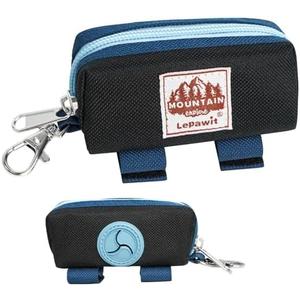 Lepawit Dog Poop Bag Holder Zippered Pouch, Portable Dog Poop Bag Dispenser with 1 Metal Clip, Fashion Color Matching Canvas Waste Bag Holder for Leashes - Black