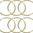 uxcell Shower Curtain Rings, 6pcs - Carbon Steel Round Snap Shower Curtain Hooks, 3 Inch Loose Leaf Binder Rings for Shower Curtain Rods (Gold)