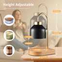Candle Warmer Lamp with Timer and Dimmer, Height Adjustable Wax Melt Warmer for Jar Candles, Modern Retro Black Glass Shade with Wood Base, Aesthetic Home Decor, Birthday Gifts for Women Mom
