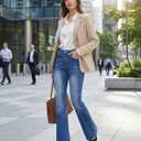 Zylioo Tall Jeans for Women 31"/33" Inseam Long Stretch Denim Pants Straight Leg Mid Rise Classic Fit for Tall Ladies (Small Extra Tall, Classic Blue-flare)