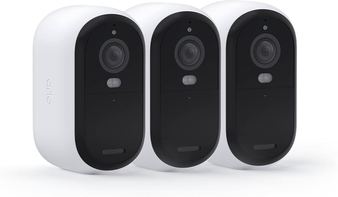 Arlo Essential Security Wireless 2K Camera with Spotlight, Indoor/Outdoor, 2nd Gen, 2-Way Audio, Color Night Vision, Motion Activation, Real Time Notifications, White, VMC3350, 3-Pack