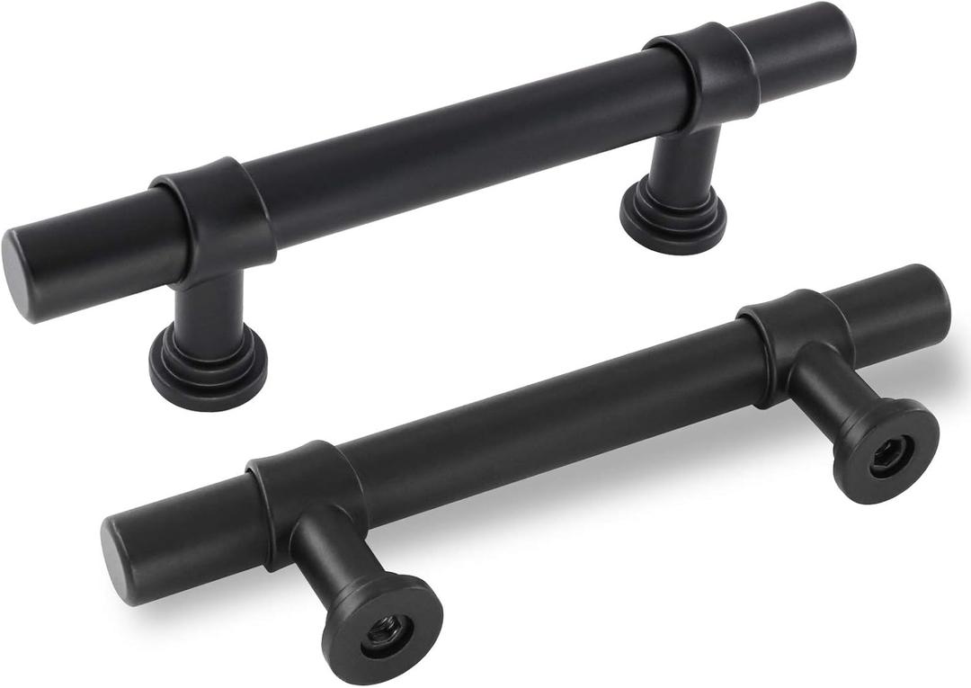 goldenwarm 3 inch Black Cabinet Pulls 25 Pack Kitchen Cabinet Handles Matte Black Drawer Pulls LST18BK76 Dresser Handles T Bar Hardware for Cupboards Bathroom