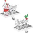 Christmas Stocking Holders for Mantle Weighted Metal Stocking Hangers Hooks for Fireplace Christmas Decorations (Set of 2)
