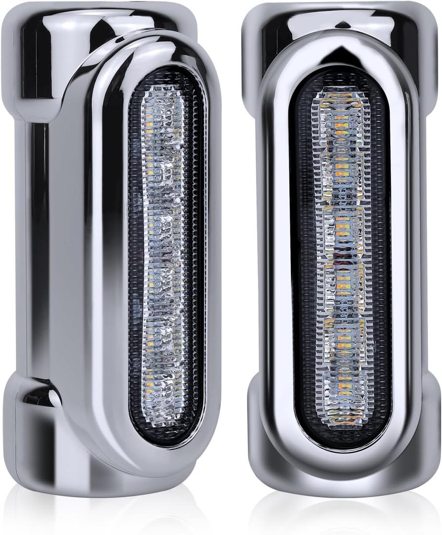 Motorcycle Highway Bar Lights Switchback Driving Crash Bar Lights Motorcycle Driving Lights Led Turn Signal Lights Dream Atmosphere Lights for 1-1/4 inch Crash Bar Touring Bikes (Silver)