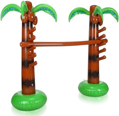 Jenaai Inflatable Palm Tree Limbo Game for Luau Party Coconut Trees Hawaiian Fun Limbo Game for Summer Decor Travel Pool Beach Party Picnic Indoor Outdoor Vacations Party Games for Adult