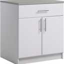 Prepac Elite 36" Tall Storage Cabinet with Doors and Shelves, Multipurpose Garage Cabinet with Large Drawer and Adjustable Shelf, Open Back Storage Furniture for Kitchen, Laundry Room, Garage, White