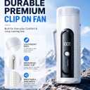 Clip On Waist Fan, Mini Portable Pocket Fan with Ice Cooling Plate | 17000RPM, Long Battery, Small, LED Display, 5-Speed, Belt Clip Fan for Travel Camping Hiking, Gifts for Men Women, White