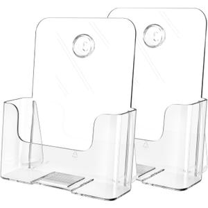 MaxGear Acrylic Brochure Holder 6 x 8 inch, Display Stand Plastic Clear Flyer Holders for 5.5 x 8.5 inch, 5 x 7 inch Menu, Literature, Trifold Pamphlet, Magazine, Countertop or Wall Mount, 2 Pack