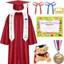 Capoda 9 Pcs 2025 Kids Kindergarten Graduation Cap Gown with Tassel Diploma Pre K Grad Dress Costume for Preschool Child,  Size 33