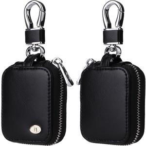 Earbud Case, Headphone Storage Case for AirPods 4/1/2/3/Pro 2, PU Leather Zipper Carrying Pouch Earbuds Bag with Keychain for Wireless Earphones, Wired Headphone & USB Cable - EJB 1 PCS Black
