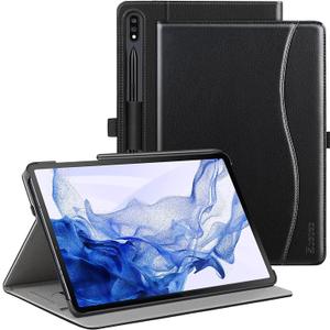ZtotopCases for Galaxy Tab S7 FE 5G/S8 Plus/S7 Plus 12.4" Tablet Case, Premium PU Leather Folding Stand Cover with Pen Holder & Multi-Viewing Angles for Samsung Tab S7 FE 2021/S8+ 2022/S7+ 2020, Black