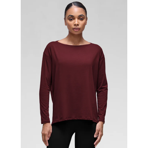 CRZ YOGA Pima Cotton Long Sleeve Workout Shirts for Women Loose Fit Athletic Yoga T-Shirts Casual Boat Neck Fall Tops, M