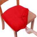 Smiry Velvet Seat Covers for Dining Room Chair Set of 4, Stretch Fit Removable Washable Chair Seat Cushion Protector Slipcovers with Ties, Red