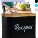 ArtEight Recipe Box - Black - 4"x6" Recipe Cards and Box Set - Durable Recipe Card Box with Thicker Metal - Includes 25 Cards and 10 Dividers - Beautiful Recipe Box with Cards and Dividers