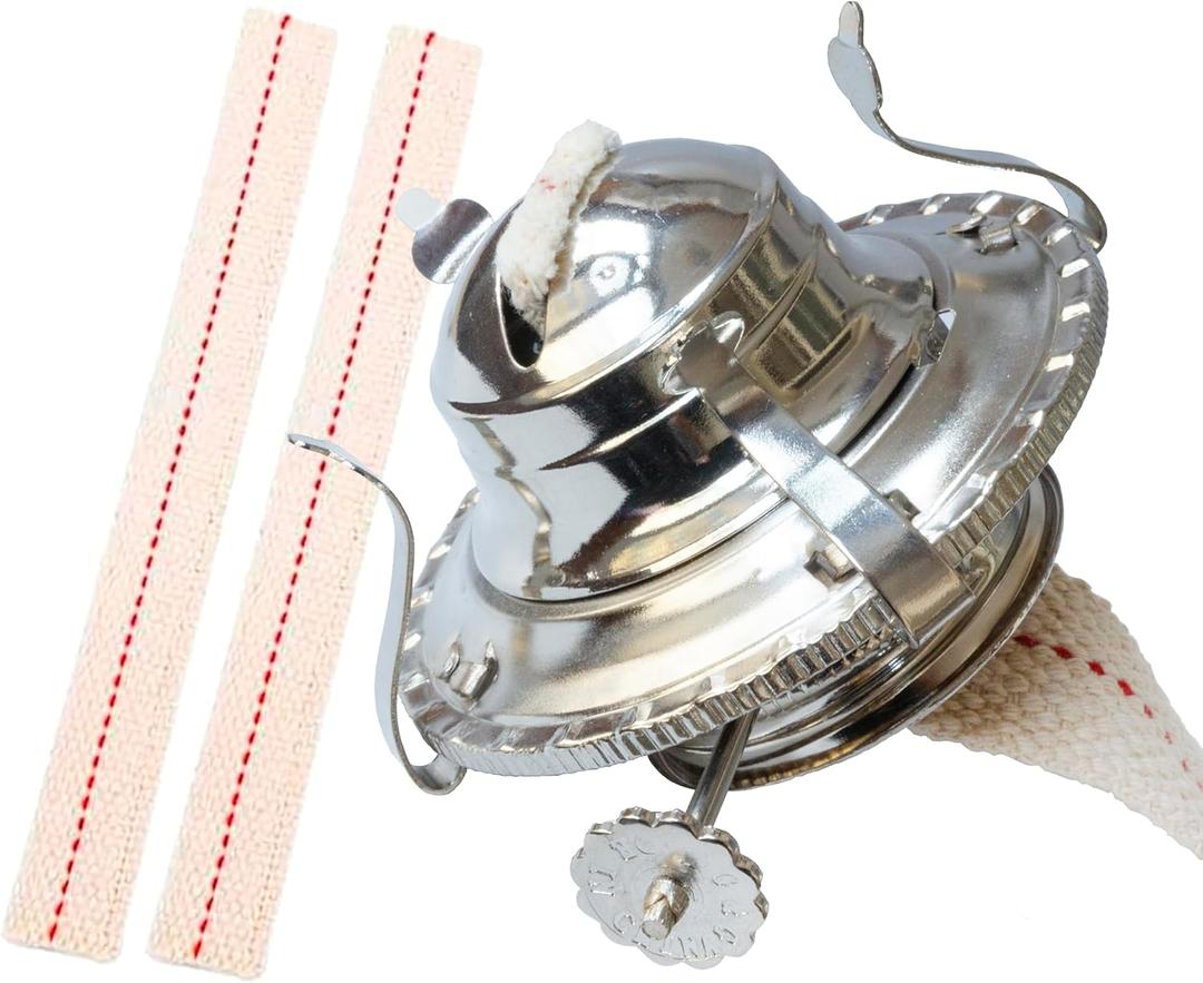 #2 Kerosene Lamp Burner / Chrome Plated Burner /Paraffin Lamp Replacement Parts / Oil Lamp Chimney Holder for Antique Hurricane Lamps with 3 Pcs Wicks(Silver)