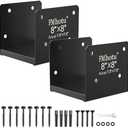 8x8 Stainless Steel Post Base，Internal 7.5 x 7.5 Post Anchor Bracket,Deck Post Base Concrete Support Anchor Base for Deck Railing, Fences, Mailboxes(2Pcs Black)