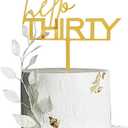 Hello Thirty Cake Topper Gold Acrylic 30th Happy Birthday Cake Topper for Birthday Anniversary Party Cake Decorations Party Supplies
