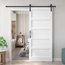 Fredbeck 34x84 inch White Barn Door with 6 FT Sliding Door Hardware Kit Included & Handle,MDF,Solid PVC Surface,DIY Assembly,5-Panel,Fit 31in-32in Opening