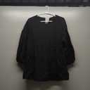 Women's Peplum Tops 3/4 Lantern Sleeve Crewneck Loose Babydoll Shirt Blouse (Medium, Black)