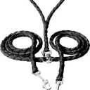 Caldwell's Pet Supply Co. Dual Dog Leash, Double Dog Leash for Two Dogs, Tangle Free, Heavy Duty Double Ended Tandem Leashes with Padded Handle with Tangle-free Swivel, for Small, Medium or Large Dogs (Black)