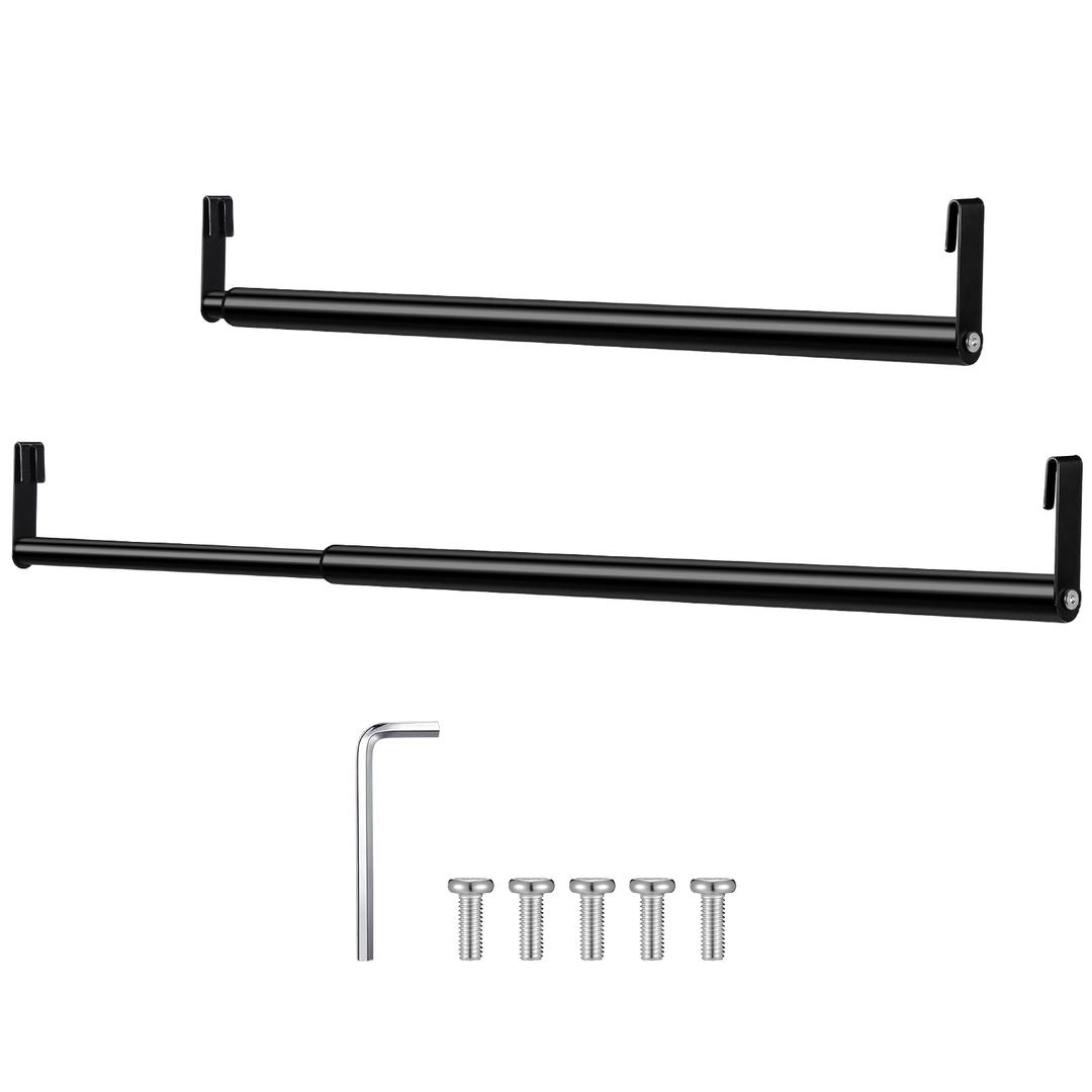 Threehoney Expandable Closet Rod for Wire Shelf Hanging Clothes Adjustable Heavy Duty Closet Hanging Rod Extender Heavy Duty Hanger Bar Metal Poles for Wardrobes Hanger, 1 Pack (32-54 Inch,Black)