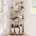 Corner Shower Caddy Standing, 3 Tier Shower Organizer Stand with Soap Holder, Rustproof Shower Shelves for Bathroom Storage, Silver