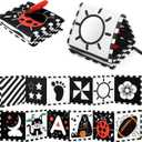 URMYWO Black and White Baby Toys, Tummy Time High Contrast Newborn Toys 0-3 Months, Soft Baby Book, Visual Stimulation Montessori Sensory Infant Toys 0-6-12 Months, Shower Gift for Boys Girls