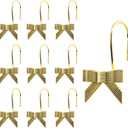12pcs Bow Knot Shower Curtain Hooks, Decorative Bowknot Bathroom Curtain Rings Cute Metal Bow Hangers for Bathroom Baby Bath Room Nursery Art Decor (Gold)