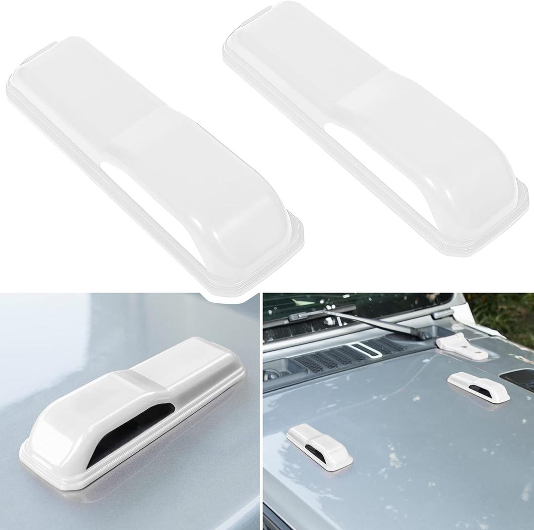 E-cowlboy Engine Hood Hinge Cover Trim Exterior Accessories Decoration for 2018-2025 Jeep Wrangler JL JLU Sports Sahara Freedom Rubicon Unlimited Gladiator JT 2-Door & 4-Door (White 2PCS)