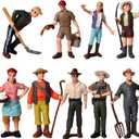 9 Pcs Little Farmer People Figures, Miniature Farm Keeper Figurines Realistic Hand Painted Farmer Collectible Figurines Cake Topper Christmas Gift