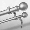 Double Curtain Rod 36-76 Inch, Silver Dual Curtain Rods for Windows, 1 Inch Decorative Adjustable Heavy Duty Telescopic Spliced Window Treatment Rods Set for Bedroom Living Room Farmhouse