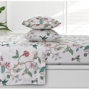 Azores 300 Thread Count Organic Cotton Deep Pocket Bed Sheet Set, Fits up to 19 Inch Mattress - King, Cristina/Multicolor