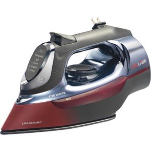CHI Steam Iron for Clothes with 8' Retractable Cord, 1700 Watts, 3-Way Auto Shutoff, 400+ Holes, Professional Grade, Temperature Control Dial, Lava Infused Ceramic Soleplate, Black and Red (13113)