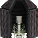 XTUGA Recording Microphone Isolation Shield, High Density Absorbent Foam 5 Panels to Filter Vocal,Top Enclosed Foldable Soundproof Cover for Condenser Studio Equipment MIS02