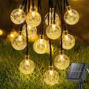 Metaku Solar String Lights for Outside, 20FT 30 LED Crystal Globe String Lights, Solar Powered Outdoor Lights with 8 Lighting Modes, Patio Hanging Lights for Garden, Camping and Party Decor Warm White