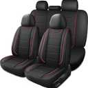 HChengkikz Car Seat Covers, Quilting Leather Seat Covers Full Set, Waterproof Faux Leather Automotive Seat Covers for Cars, Universal Car Seat Protectors Fit for Suvs, Trucks, Airbag Compatible