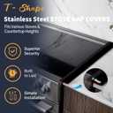 T-Shape Stove Gap Covers Stainless Steel, 2 Pack Stove Gap Filler Easy Retractable Length 13.8" to 27.5", Width 1.85" - ALMCALS Oven Gap Filler Stove Guards Range Trim Kit