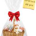 40pcs Cellophane Bags 16x24 Clear Cellophane Wrap for Gift Baskets Large Clear Party Favors Treat Plastic Gift Packaging for Cookie Candy Goodie