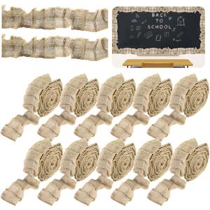 codree 10 Rolls Ruffled Bulletin Board Borders- 2" x 79.2" Burlap Bulletin Board Trim- DIY Ruffled Burlap Decorative Border Trims Crafts for School Classroom Office Farmhouse Decoration (Total 792")