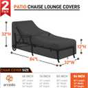 Arcedo Patio Lounge Chair Cover 2 Pack, Waterproof Outdoor Chaise Lounge Covers for Outdoor Furniture and Outside Stackable Cushions, 84" x 32" x 32" H, Black
