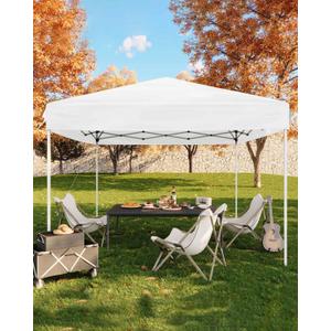 10x10 Pop Up Canopy Tent, Easy Up Canopy with 3 Adjustable Height, Outdoor Sun Shade with 4 Sandbags & Carrying Bag for Camping, Parties,Outdoor Events - White